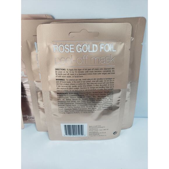 Masque Bar Rose Gold Foil Peel Off Mask Off Purify Sooth Moisturize 5Pack - Picture 3 of 3